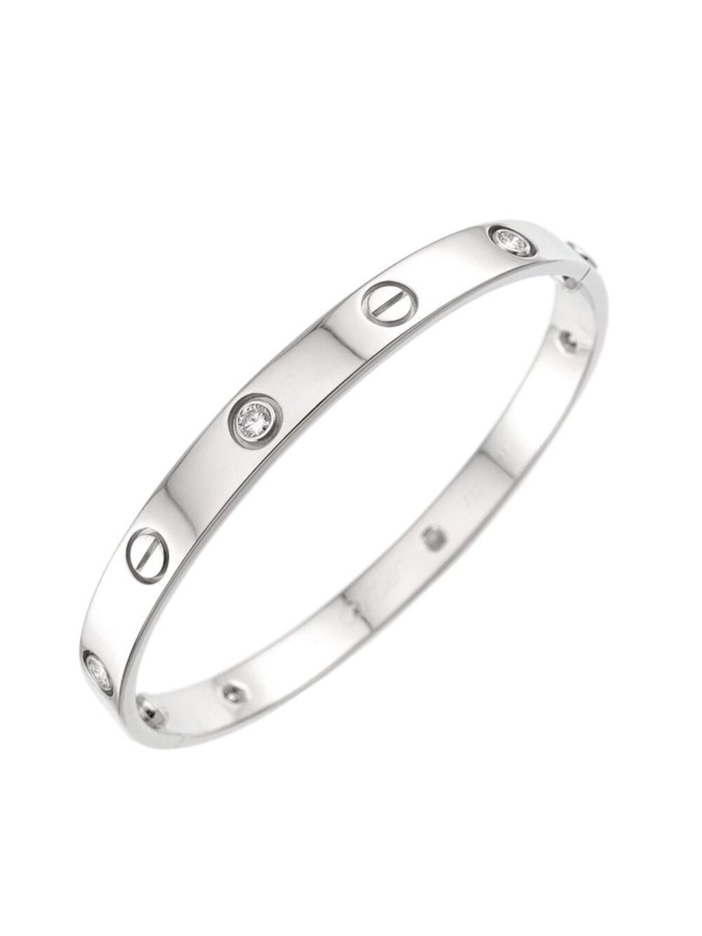 Cartier Love Bracelet Half Diamond 17 18K White Gold Bangle
